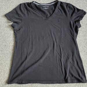 Nautica Women's Classic Black V-Neck Tee